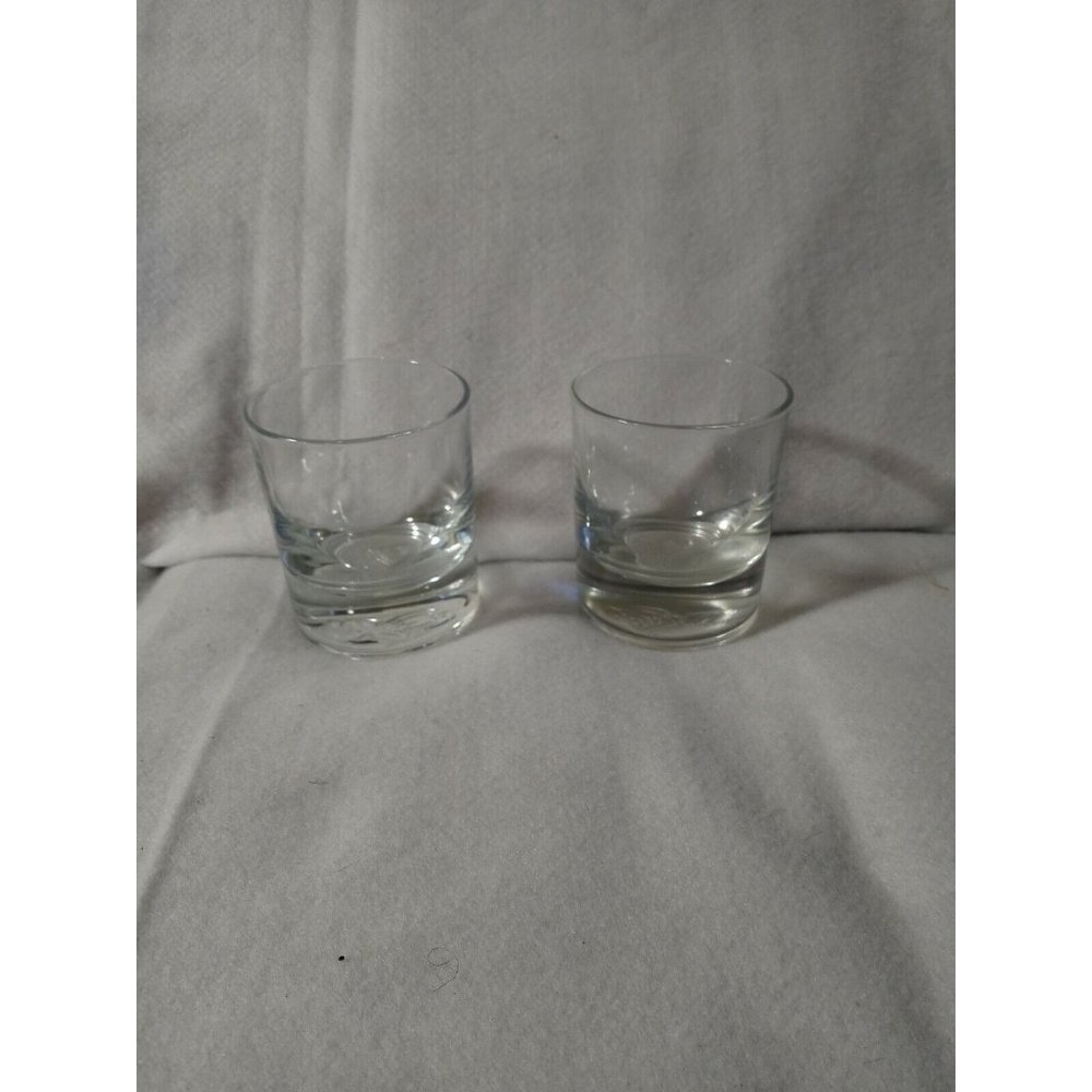 Pair 2 Crown Royal Whiskey Glasses Very Heavy EUC